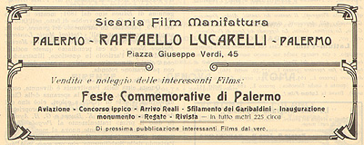 Sicania Film Manifattura di Raffaello Lucarelli, Palermo 1910